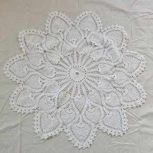 Handmade Crochet Small Round Table Cloth 26" × 26"